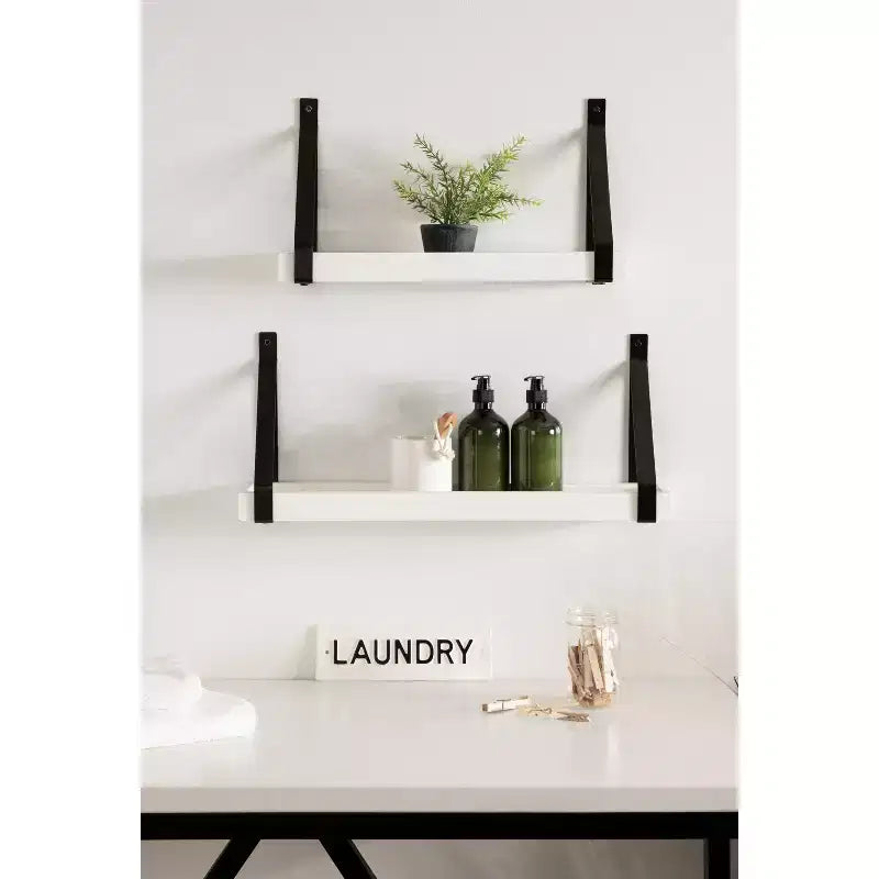 (Set di 2) Mensole da parete in legno e metallo Sudbury 12,7 x 25,4 cm, bianco/nero - Kate & Laurel All Things Decor: Mensole fluttuanti moderne