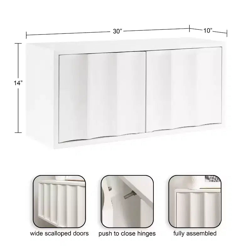 Kate & Laurel All Things Decor 30"x10"x14" Armadietto a Muro con Scallop Sartell Bianco