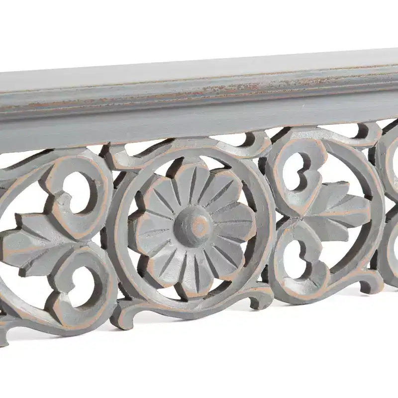 Mensola Decorativa Intagliata Grigia da 30" - Brewster: Stile Bohemien, Nessun Montaggio, MDF a Parete Fluttuante