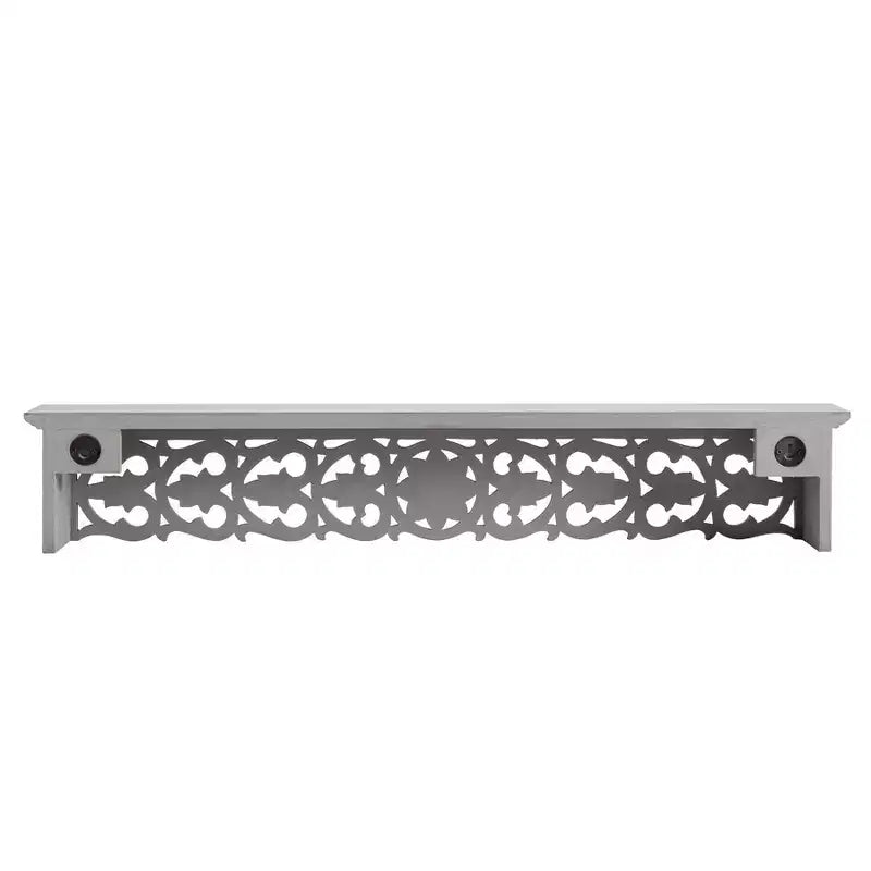 Mensola Decorativa Intagliata Grigia da 30" - Brewster: Stile Bohemien, Nessun Montaggio, MDF a Parete Fluttuante