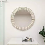 Specchio da Parete Rustico in Legno per Mare con Corde Intrecciate Bianco - Olivia & May: Decorazione Nautica da Spiaggia, Nessun Assemblaggio Richiesto