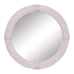 Specchio da Parete Rustico in Legno per Mare con Corde Intrecciate Bianco - Olivia & May: Decorazione Nautica da Spiaggia, Nessun Assemblaggio Richiesto