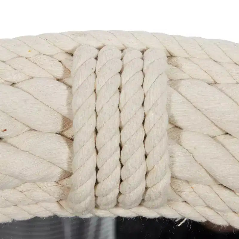 Specchio da Parete Rustico in Legno per Mare con Corde Intrecciate Bianco - Olivia & May: Decorazione Nautica da Spiaggia, Nessun Assemblaggio Richiesto