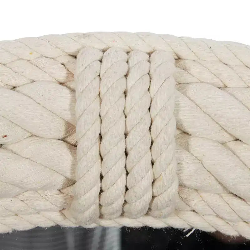Specchio da Parete Rustico in Legno per Mare con Corde Intrecciate Bianco - Olivia & May: Decorazione Nautica da Spiaggia, Nessun Assemblaggio Richiesto