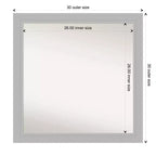 Specchio da parete per bagno in legno non smussato 30" x 30" argento sterling spazzolato - Amanti Art