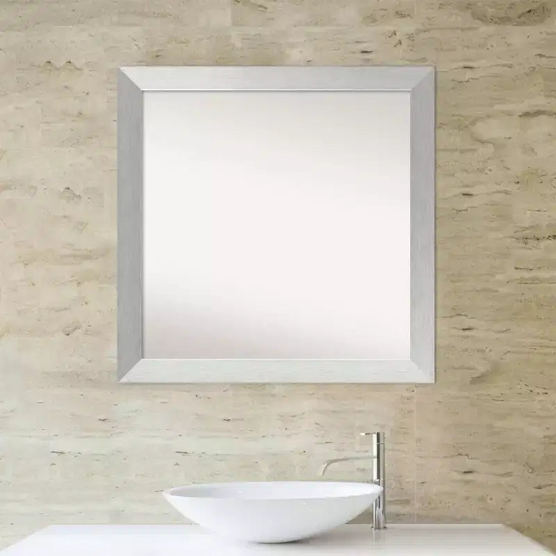 Specchio da parete per bagno in legno non smussato 30" x 30" argento sterling spazzolato - Amanti Art