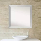 Specchio da parete per bagno in legno non smussato 30" x 30" argento sterling spazzolato - Amanti Art