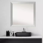Specchio da parete per bagno in legno non smussato 30" x 30" argento sterling spazzolato - Amanti Art
