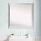 Specchio da parete per bagno in legno non smussato 30" x 30" argento sterling spazzolato - Amanti Art
