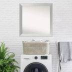 Specchio da parete per bagno in legno non smussato 30" x 30" argento sterling spazzolato - Amanti Art