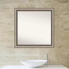 Specchio da bagno Lyla ornato non bisellato 30" x 30" argento - Amanti Art: Cornice quadrata moderna in polistirene, da parete