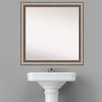 Specchio da bagno Lyla ornato non bisellato 30" x 30" argento - Amanti Art: Cornice quadrata moderna in polistirene, da parete