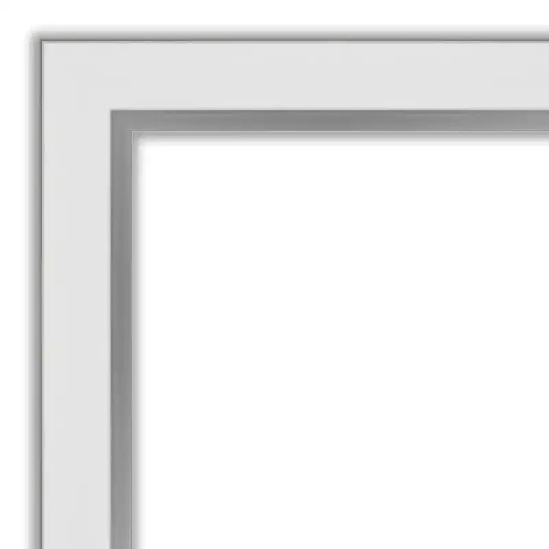 Specchio da parete stretto Eva bianco argento non smussato 21" x 27" - Amanti Art: rettangolare moderno, include hardware di montaggio