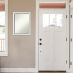 Specchio da parete stretto Eva bianco argento non smussato 21" x 27" - Amanti Art: rettangolare moderno, include hardware di montaggio
