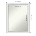 Specchio da parete stretto Eva bianco argento non smussato 21" x 27" - Amanti Art: rettangolare moderno, include hardware di montaggio