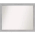 31" x 25" Non-Beveled Vista Brushed Nickel Narrow Bathroom Wall Mirror - Amanti Art: Rectangle, Polystyrene Frame, Wall Mounted