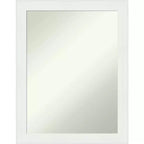 Amanti Art 22"x28" Non-Beveled Vanity White Narrow Bathroom Wall Mirror : Polystyrene Frame, Includes Mount Hardware
