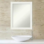 Amanti Art 22"x28" Specchio da parete non smussato per bagno Vanity White Narrow: cornice in polistirene, include hardware per il montaggio