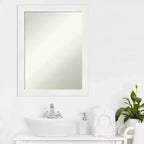 Amanti Art 22"x28" Specchio da parete non smussato per bagno Vanity White Narrow: cornice in polistirene, include hardware per il montaggio