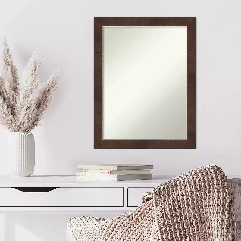 Specchio da Parete Stretto Wildwood Marrone Non Smussato 21" x 27" - Amanti Art