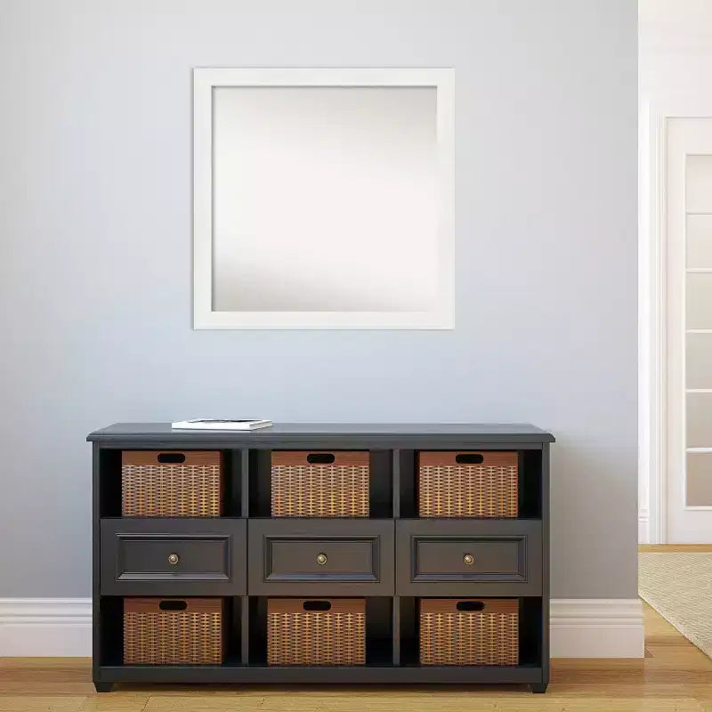 Specchio da parete stretto non smussato per mobile bagno, bianco, 76x76 cm - Amanti Art