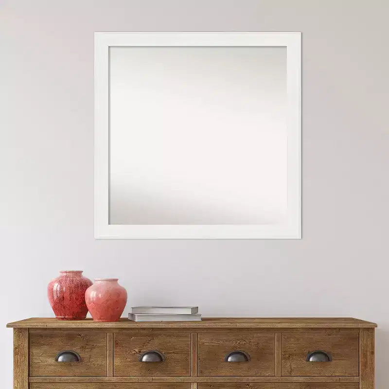 Specchio da parete stretto non smussato per mobile bagno, bianco, 76x76 cm - Amanti Art
