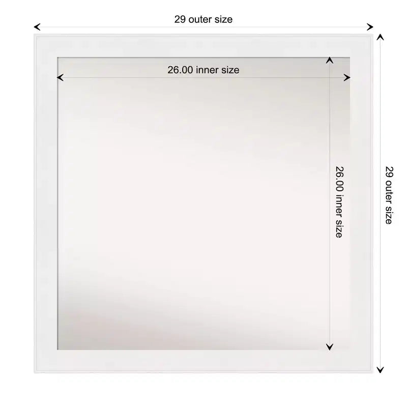 Specchio da parete stretto non smussato per mobile bagno, bianco, 76x76 cm - Amanti Art
