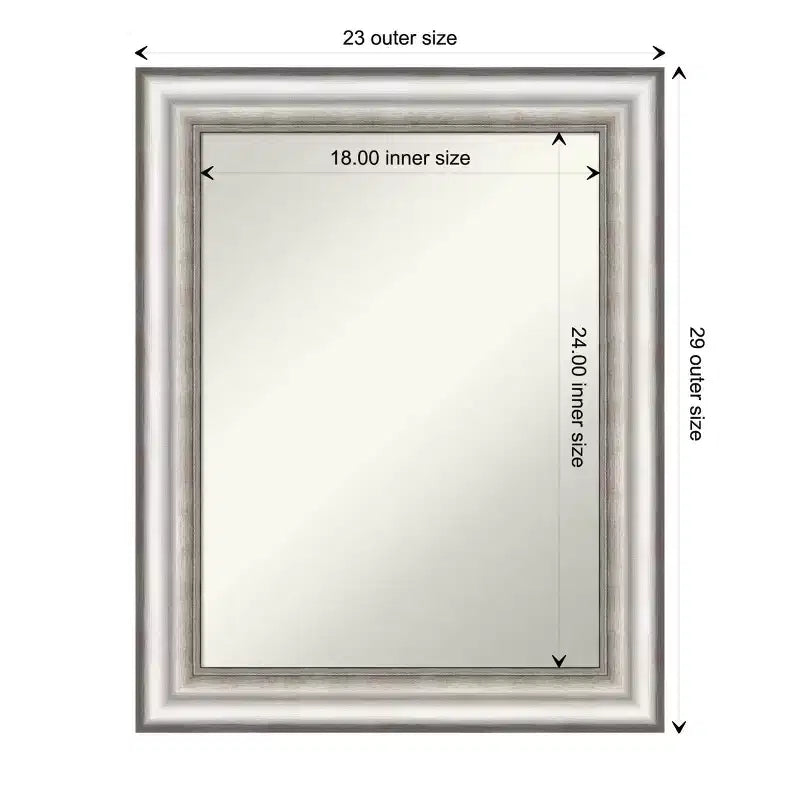 Specchio da parete rettangolare 23"x29" per bagno, senza smussatura, finitura argento – Amanti Art: moderno, rettangolare, da parete