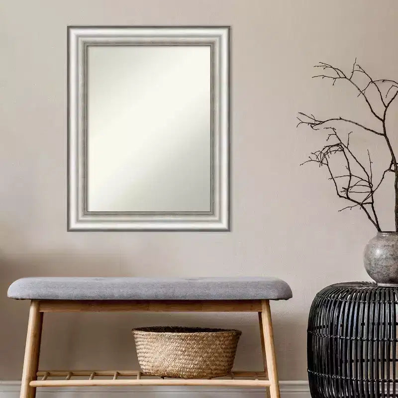 Specchio da parete rettangolare 23"x29" per bagno, senza smussatura, finitura argento – Amanti Art: moderno, rettangolare, da parete