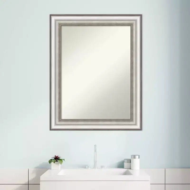 Specchio da parete rettangolare 23"x29" per bagno, senza smussatura, finitura argento – Amanti Art: moderno, rettangolare, da parete