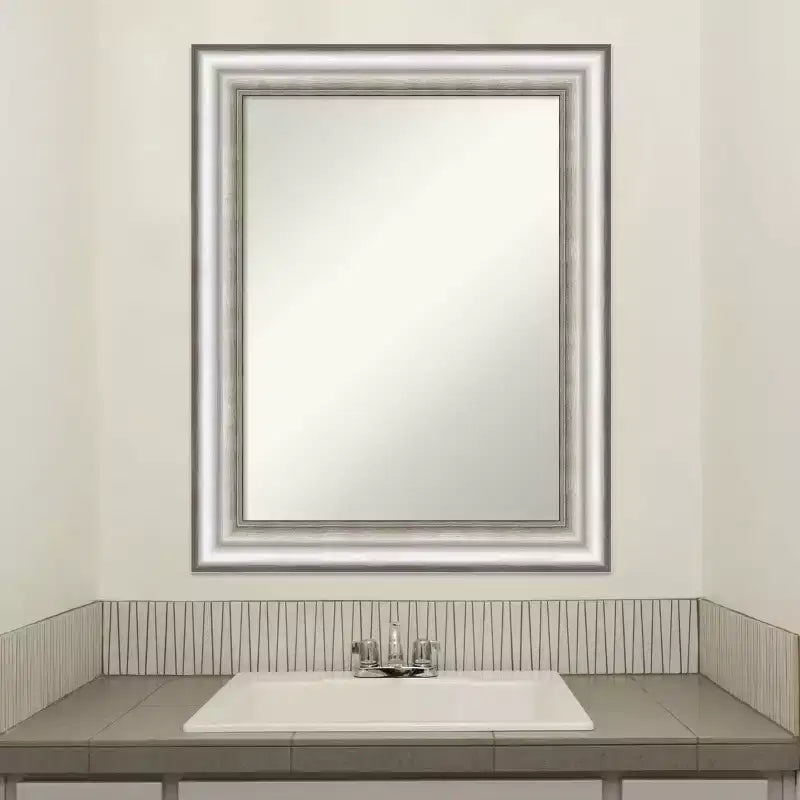 Specchio da parete rettangolare 23"x29" per bagno, senza smussatura, finitura argento – Amanti Art: moderno, rettangolare, da parete