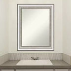 Specchio da parete rettangolare 23"x29" per bagno, senza smussatura, finitura argento – Amanti Art: moderno, rettangolare, da parete