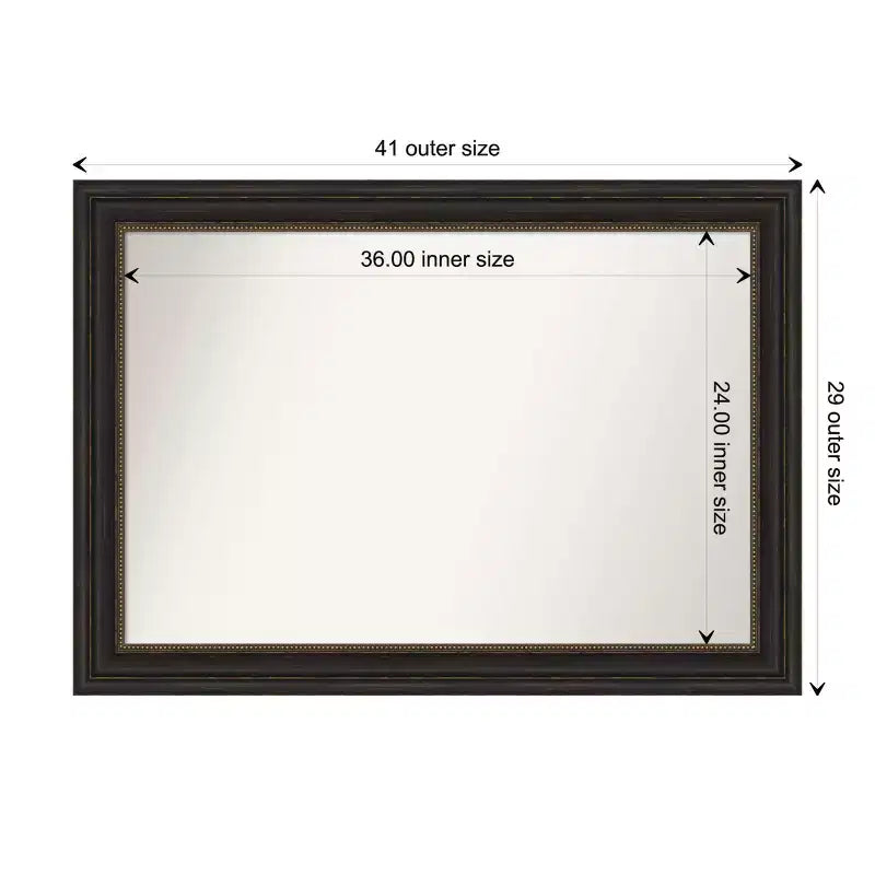 Specchio da parete decorativo in bronzo non smussato 41" x 29" - Amanti Art: Stile moderno, cornice in polistirene, include accessori di montaggio