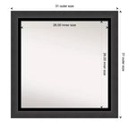 Specchio da Parete per Bagno 31"x31" Senza Bisello Tuxedo Black - Amanti Art: Quadrato Moderno, Cornice in Polistirene