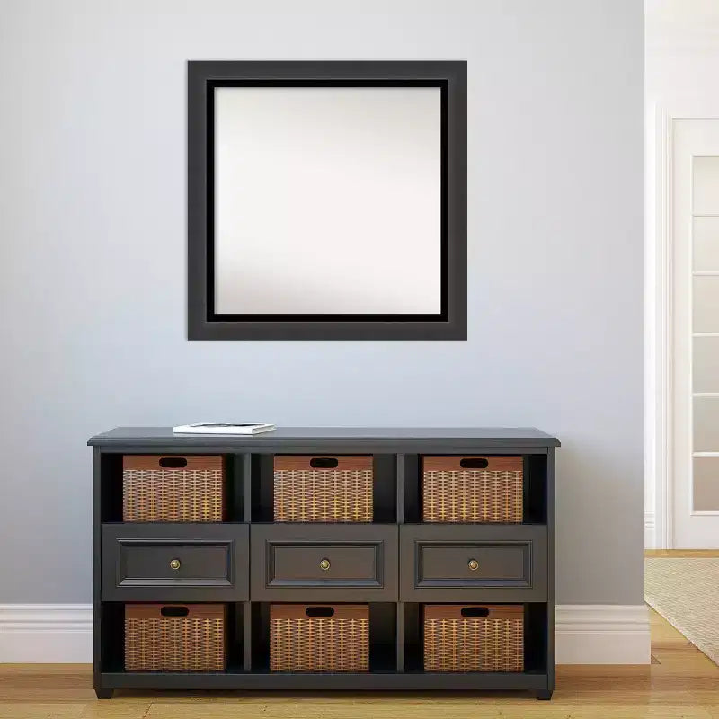 Specchio da Parete per Bagno 31"x31" Senza Bisello Tuxedo Black - Amanti Art: Quadrato Moderno, Cornice in Polistirene