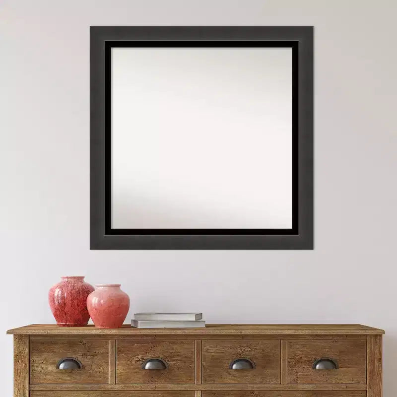 Specchio da Parete per Bagno 31"x31" Senza Bisello Tuxedo Black - Amanti Art: Quadrato Moderno, Cornice in Polistirene