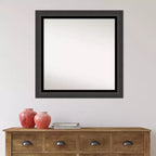 Specchio da Parete per Bagno 31"x31" Senza Bisello Tuxedo Black - Amanti Art: Quadrato Moderno, Cornice in Polistirene