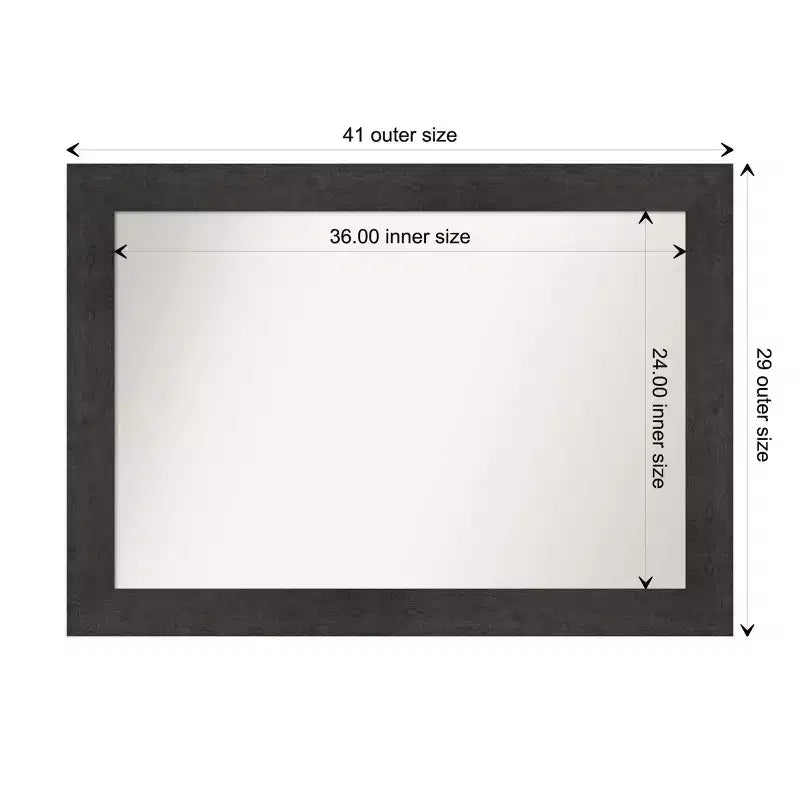 Specchio da parete rustico con doghe color espresso da 42" x 30" per mobiletto bagno - Amanti Art: hardware di montaggio incluso