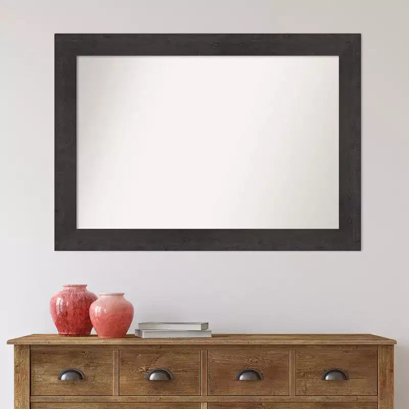 Specchio da parete rustico con doghe color espresso da 42" x 30" per mobiletto bagno - Amanti Art: hardware di montaggio incluso