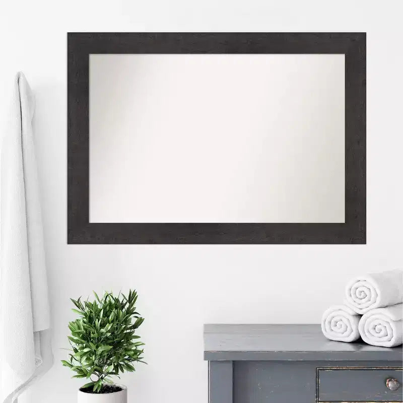 Specchio da parete rustico con doghe color espresso da 42" x 30" per mobiletto bagno - Amanti Art: hardware di montaggio incluso