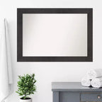 Specchio da parete rustico con doghe color espresso da 42" x 30" per mobiletto bagno - Amanti Art: hardware di montaggio incluso