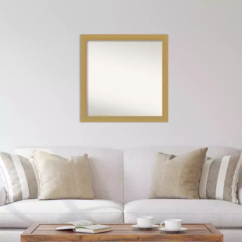 Specchio da parete Amanti Art Grace da 76 x 76 cm, non smussato, oro spazzolato: quadrato moderno, cornice in polistirene