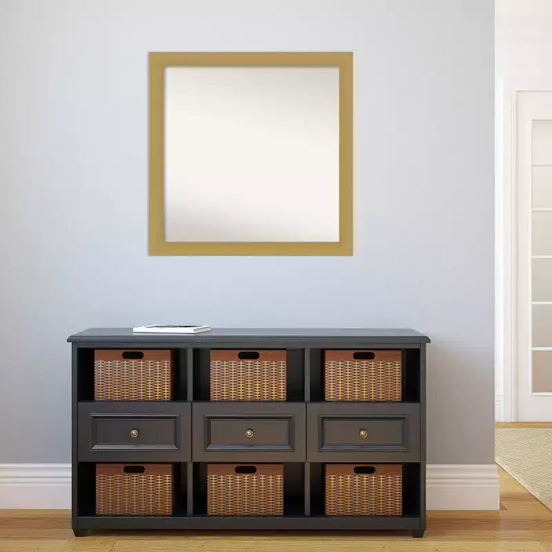 Specchio da parete Amanti Art Grace da 76 x 76 cm, non smussato, oro spazzolato: quadrato moderno, cornice in polistirene
