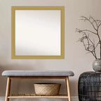 Specchio da parete Amanti Art Grace da 76 x 76 cm, non smussato, oro spazzolato: quadrato moderno, cornice in polistirene