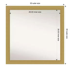 Specchio da parete Amanti Art Grace da 76 x 76 cm, non smussato, oro spazzolato: quadrato moderno, cornice in polistirene