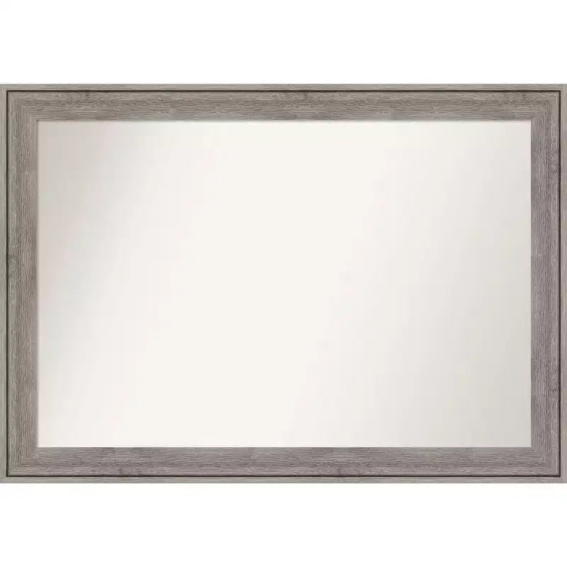 41" x 29" Non-Beveled Regis Barnwood Gray Wood Bathroom Wall Mirror - Amanti Art: Modern Rectangle, Includes Mount Hardware