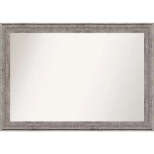 41" x 29" Non-Beveled Regis Barnwood Gray Wood Bathroom Wall Mirror - Amanti Art: Modern Rectangle, Includes Mount Hardware