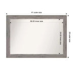 Specchio da parete per bagno Amanti Art Regis Barnwood Gray in legno, senza bisello, 41" x 29": Rettangolare moderno, include ferramenta per il montaggio