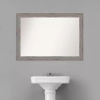 Specchio da parete per bagno Amanti Art Regis Barnwood Gray in legno, senza bisello, 41" x 29": Rettangolare moderno, include ferramenta per il montaggio