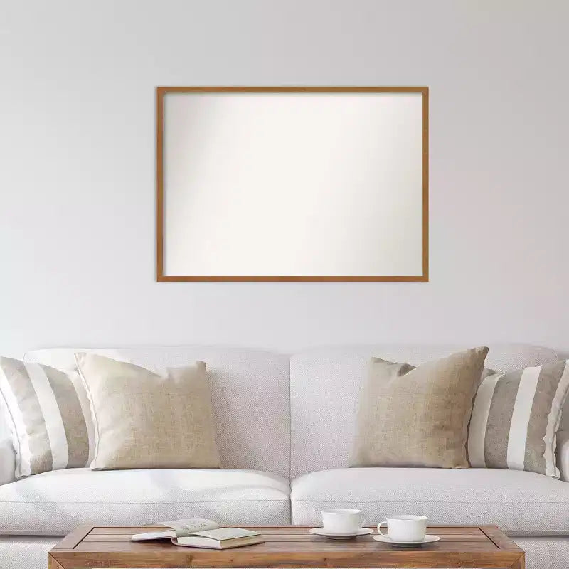 Specchio da parete stretto in legno biondo Carlisle non smussato 39" x 28" - Amanti Art